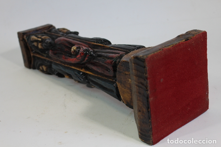 Antig&uuml;edades: candelabro con santos en madera tallada - Foto 4