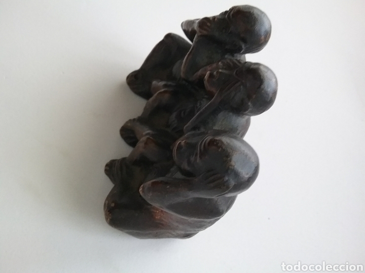Antig&uuml;edades: Figura en bronce de los tres monos sabios. - Foto 3