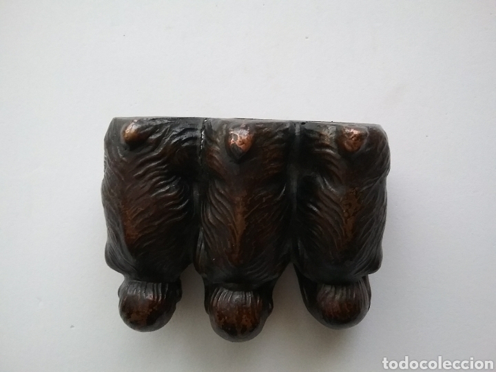 Antig&uuml;edades: Figura en bronce de los tres monos sabios. - Foto 5