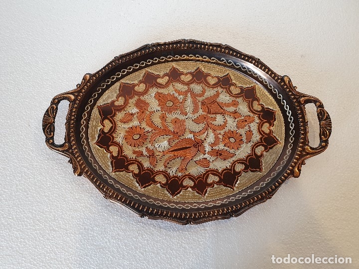 Antig&uuml;edades: BANDEJA LATON Y COBRE DAMASCACADA - Foto 1
