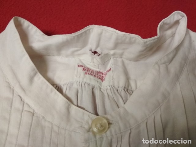 Antig&uuml;edades: ANTIGUA CAMISA DE ALGODON CON TABLAS TALLA 38 - Foto 4