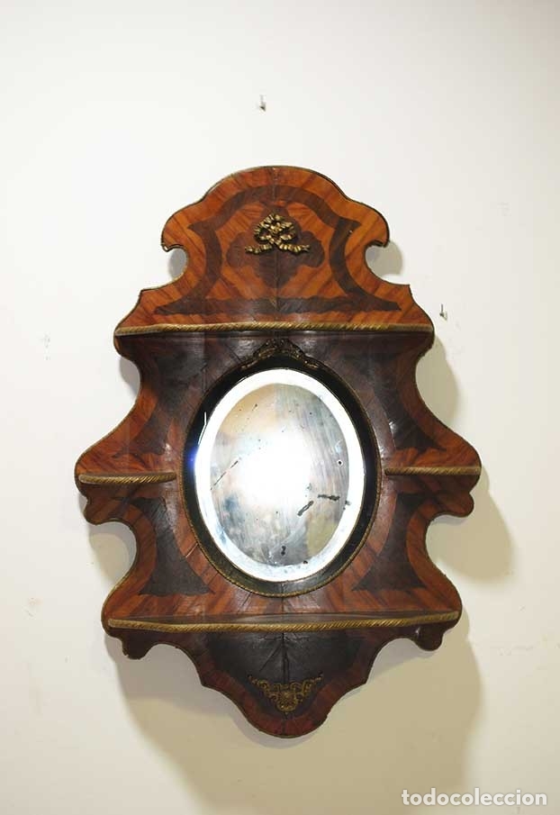 Antig&uuml;edades: ESPEJO ANTIGUO DE MADERA Y BRONCE ESTILO NAPOLE&Oacute;N - Foto 1