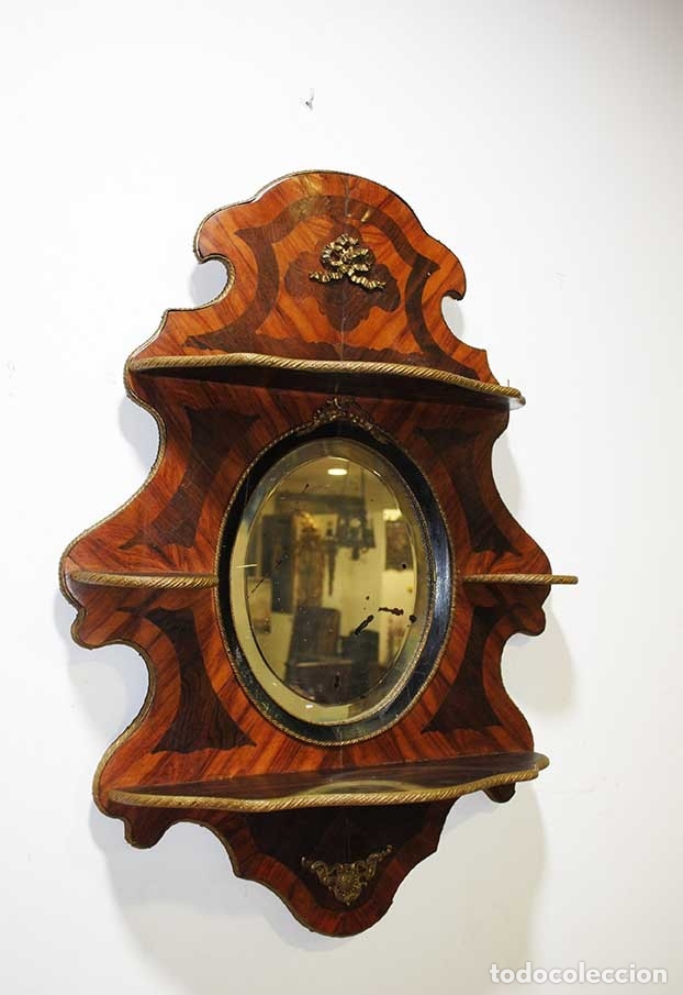 Antig&uuml;edades: ESPEJO ANTIGUO DE MADERA Y BRONCE ESTILO NAPOLE&Oacute;N - Foto 2