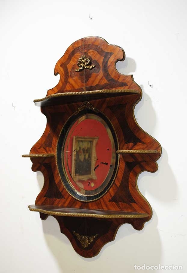 Antig&uuml;edades: ESPEJO ANTIGUO DE MADERA Y BRONCE ESTILO NAPOLE&Oacute;N - Foto 3