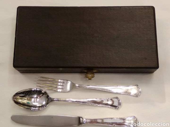 Antig&uuml;edades: Estuche con cubiertos de alpaca plateada - Foto 4