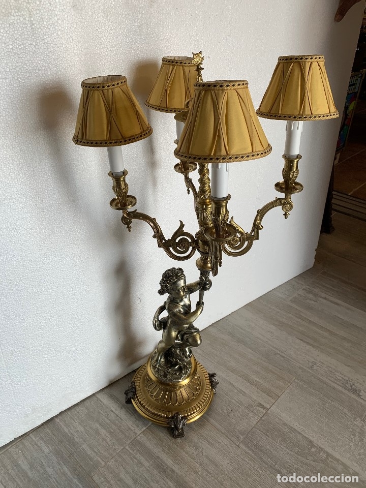 Antig&uuml;edades: LAMPARA DE SOBREMESA EN BRONCE MACIZO - Foto 5