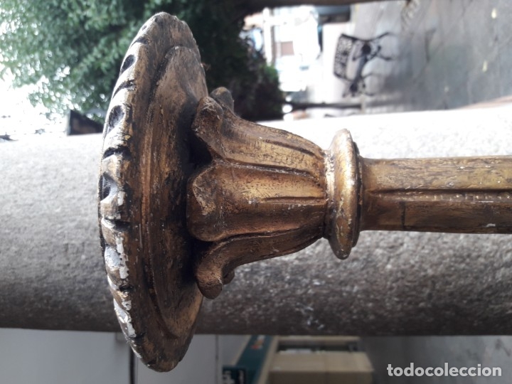 Antig&uuml;edades: Lampara de pie talla de madera - Foto 2