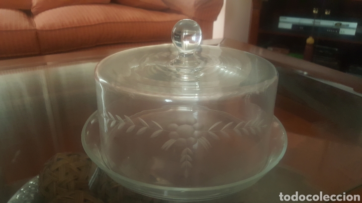 Antiques: Maeavillosa quesera de cristal tallado antigua