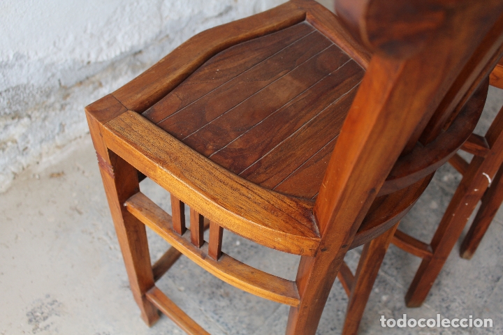 Antig&uuml;edades: 2 taburetes de bar en madera maciza - Foto 2