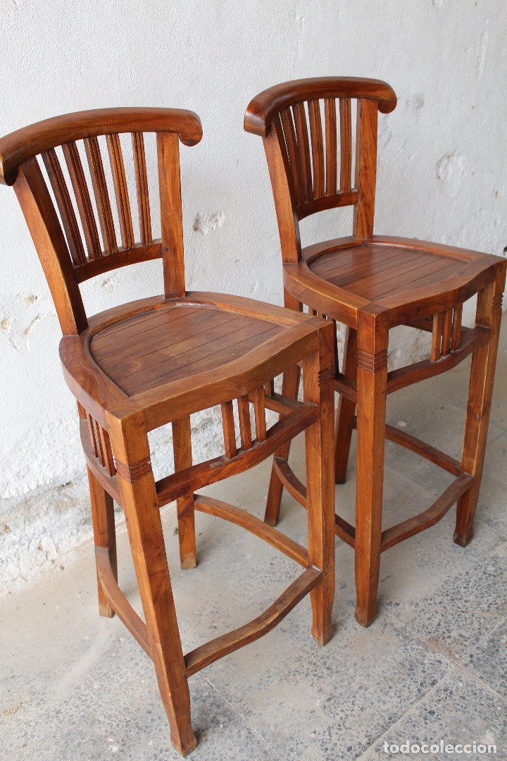 Antig&uuml;edades: 2 taburetes de bar en madera maciza - Foto 5