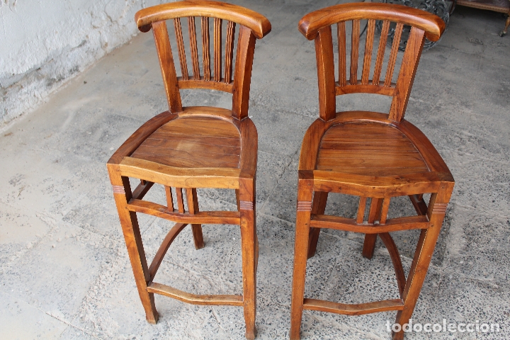 Antig&uuml;edades: 2 taburetes de bar en madera maciza - Foto 7