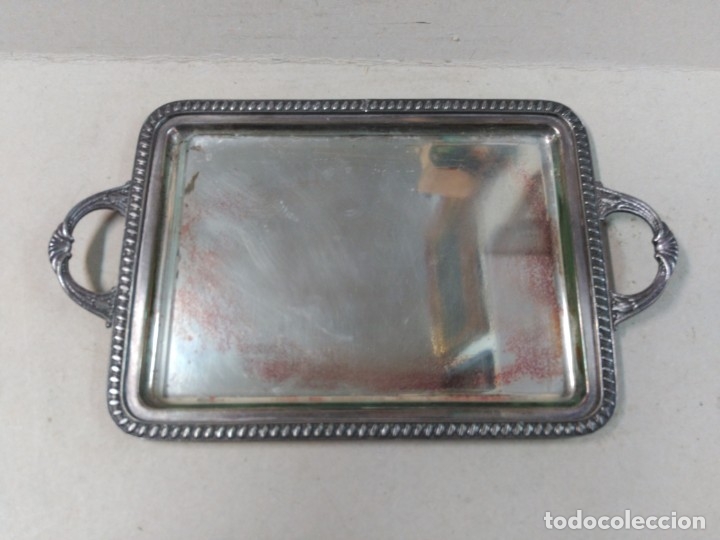 Antig&uuml;edades: BANDEJA DE METAL PLATEADO ALPACOR - Foto 4