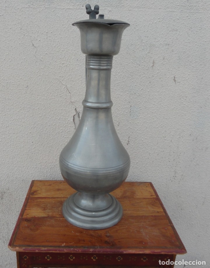 Antig&uuml;edades: Jarra esta&ntilde;o de gran tama&ntilde;o - Foto 1