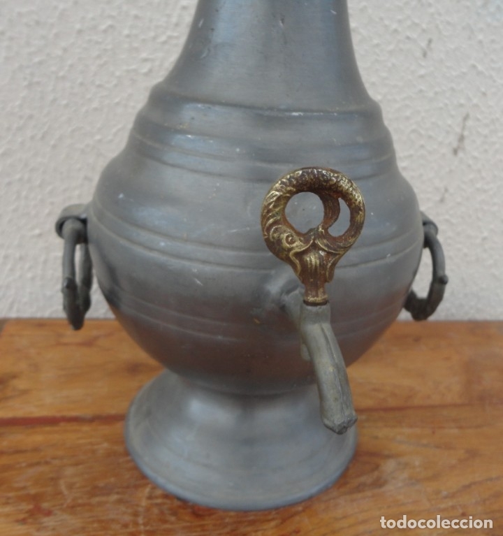 Antig&uuml;edades: Jarra de esta&ntilde;o con grifo SXIX - Foto 2