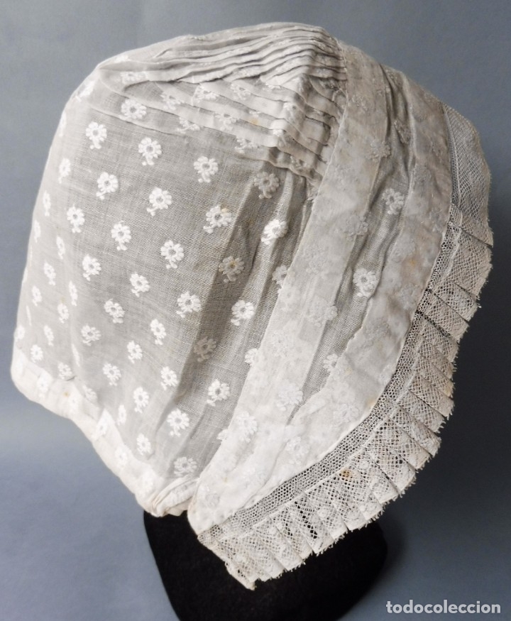 Antig&uuml;edades: ANTIGUO GORRO DE ENCAJE S. XIX - Foto 2