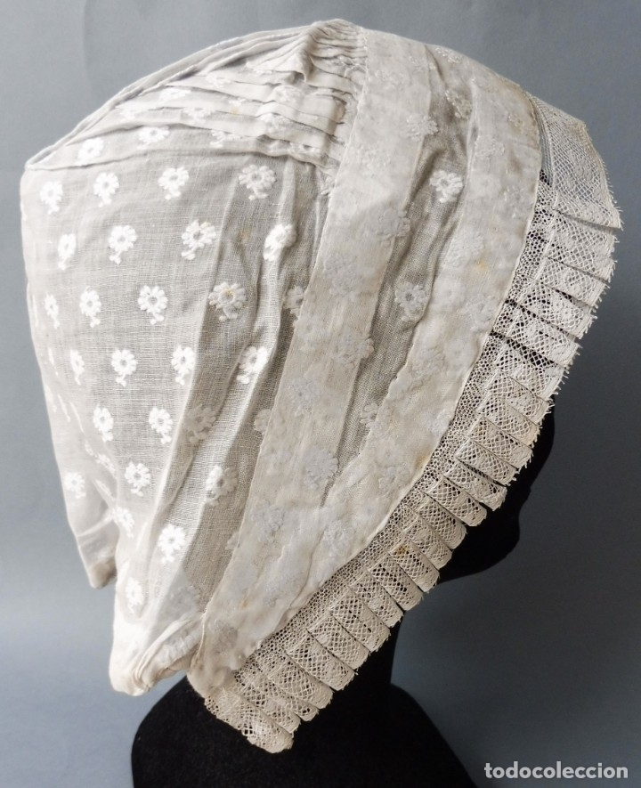 Antig&uuml;edades: ANTIGUO GORRO DE ENCAJE S. XIX - Foto 3
