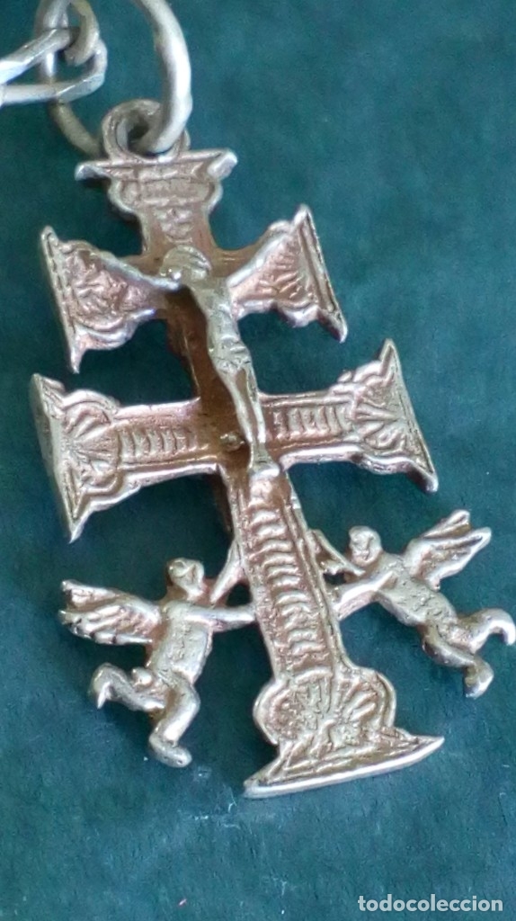 Antig&uuml;edades: CRUZ DE CARAVACA DE PLATA Y CADENA DE PLATA - Foto 3