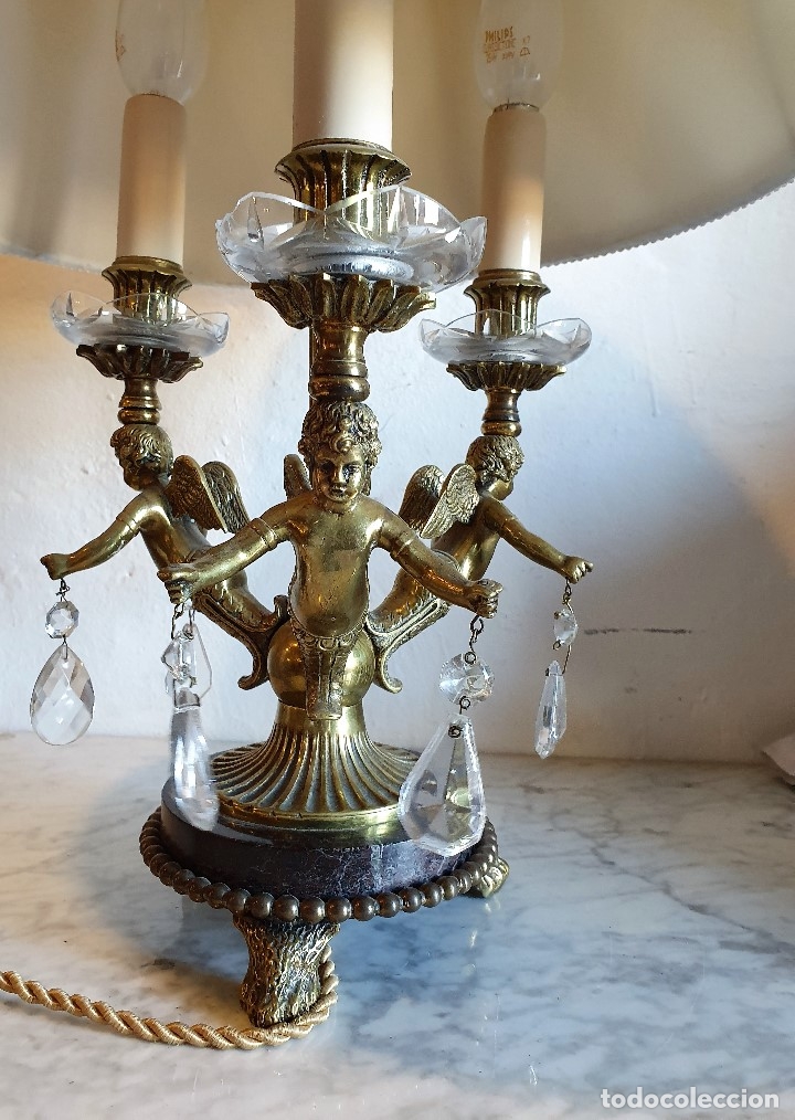Antig&uuml;edades: LAMPARA DE SOBREMESA  EN BRONCE - Foto 1
