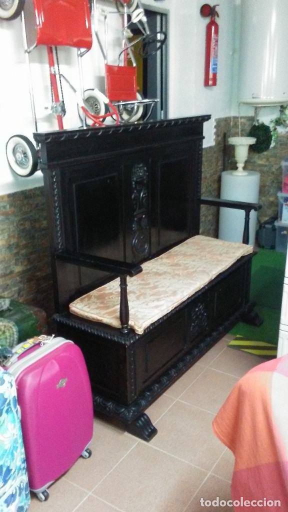 Antig&uuml;edades: BANCO SE&Ntilde;ORIAL ANTIGUO EN MADERA CON ARC&Oacute;N - Foto 1