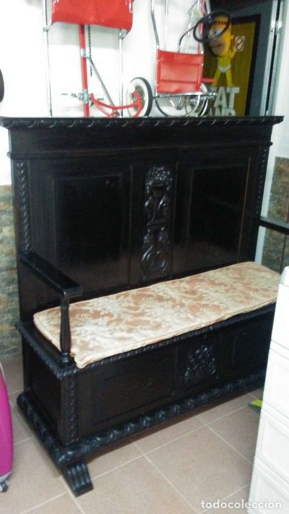 Antig&uuml;edades: BANCO SE&Ntilde;ORIAL ANTIGUO EN MADERA CON ARC&Oacute;N - Foto 6