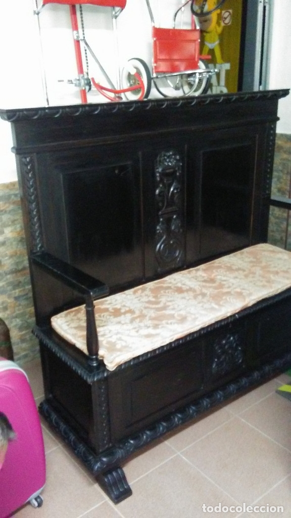 Antig&uuml;edades: BANCO SE&Ntilde;ORIAL ANTIGUO EN MADERA CON ARC&Oacute;N - Foto 7