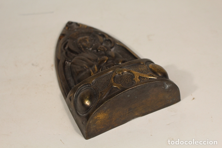 Antig&uuml;edades: candil de bronce - benditera - virgen con ni&ntilde;o - Foto 2