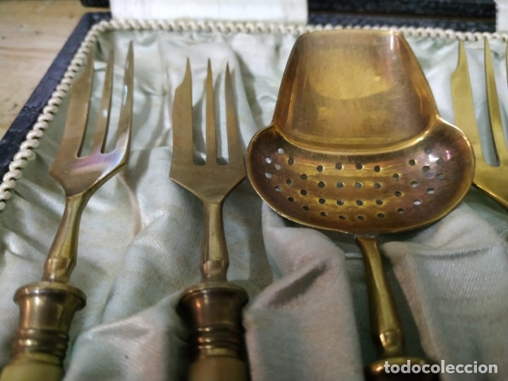 Antig&uuml;edades: Cubiertos para postre de plata dorada - 1900 - Foto 3