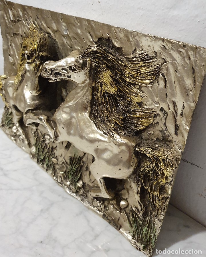 Antig&uuml;edades: PLACA RELIEVE CABALLOS - Foto 3