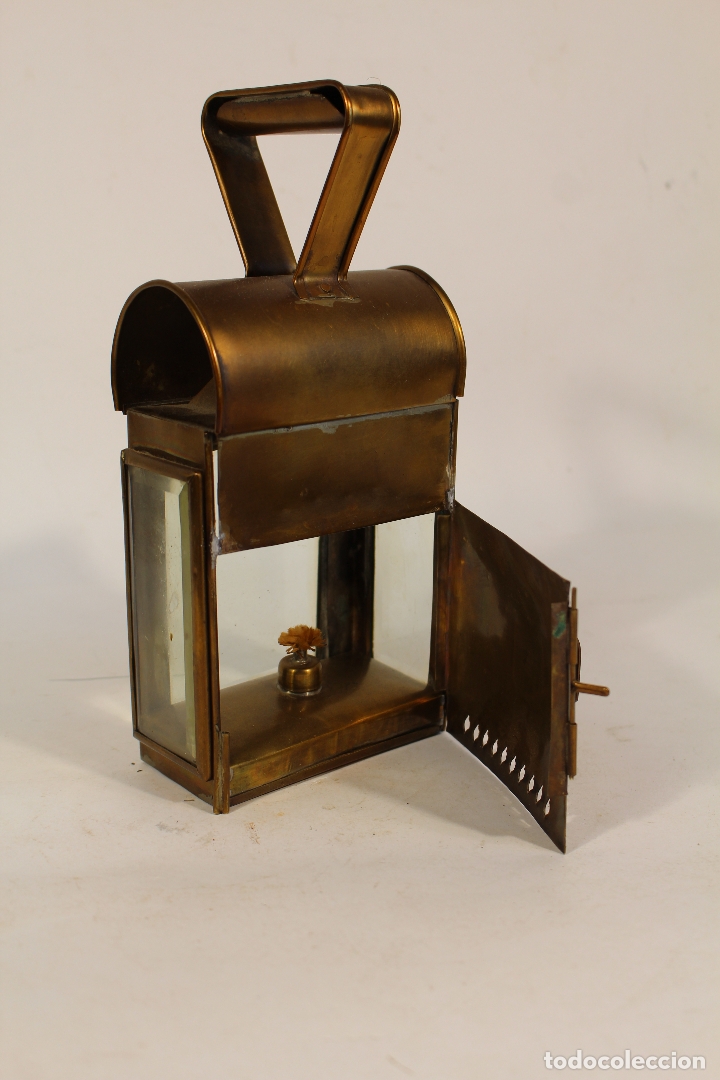 Antig&uuml;edades: farol antiguo de lat&oacute;n - Foto 2