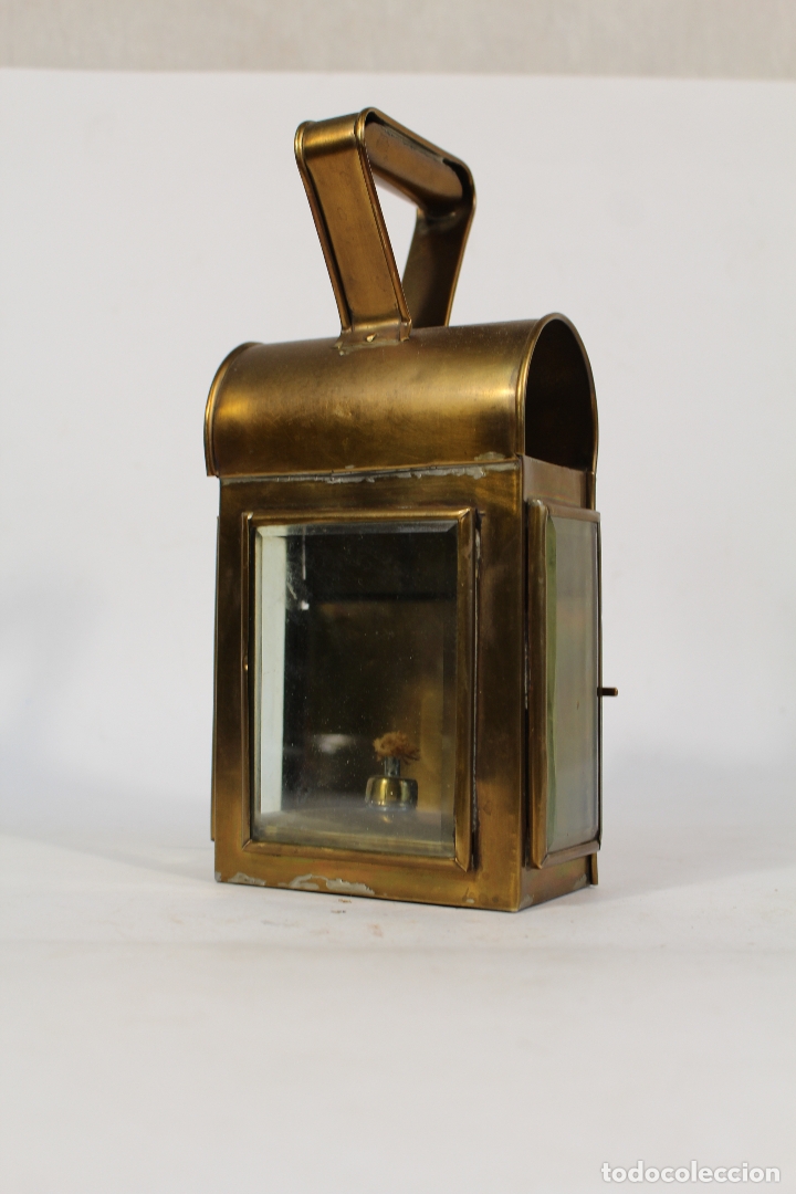 Antig&uuml;edades: farol antiguo de lat&oacute;n - Foto 4