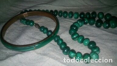 Antig&uuml;edades: Collar y brazalete de Malaquita - Foto 1