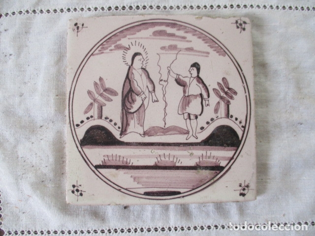 Antig&uuml;edades: azulejo delft biblico - Foto 1
