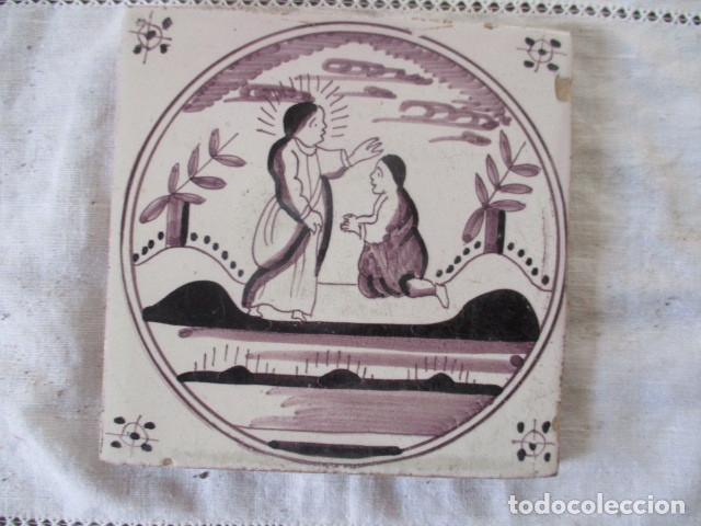 Antig&uuml;edades: azulejo delft biblico - Foto 1