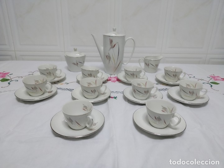 Antique Coffee Set Santa Clara Mah Vigo // Vintage Tableware Tea Set Made  in Spain 