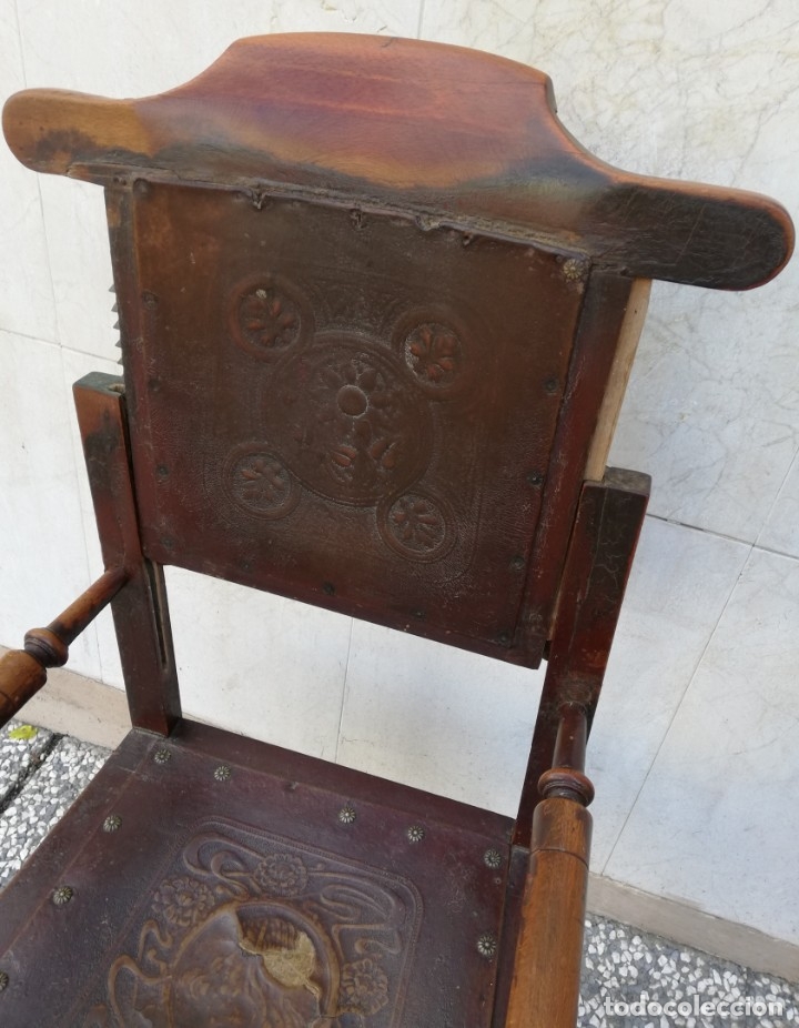 Antig&uuml;edades: ANTIGUO SILL&Oacute;N DE BARBERO - BARBERIA - Foto 4