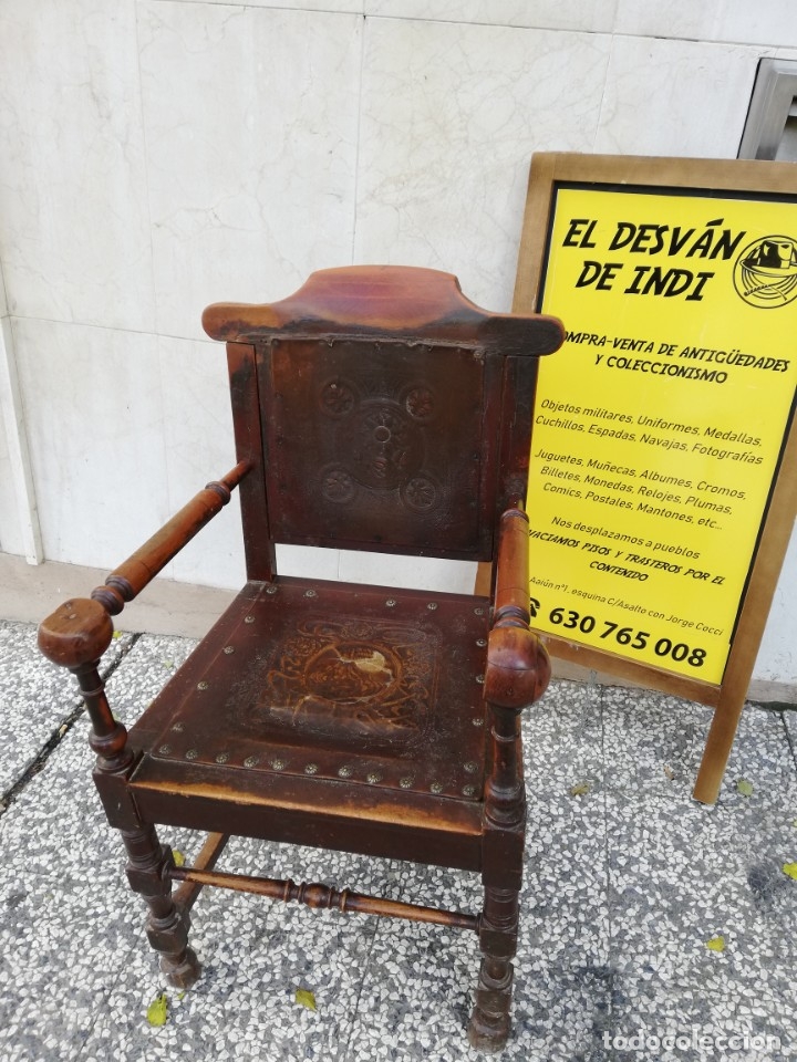 Antig&uuml;edades: ANTIGUO SILL&Oacute;N DE BARBERO - BARBERIA - Foto 9