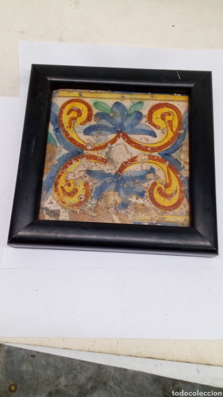 Antig&uuml;edades: Azulejo Ceramica Antiguo con marco - Foto 1