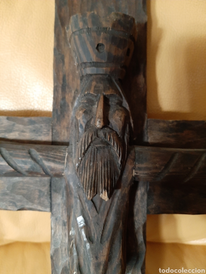 Antig&uuml;edades: Antiguo crucifijo de madera - Foto 2