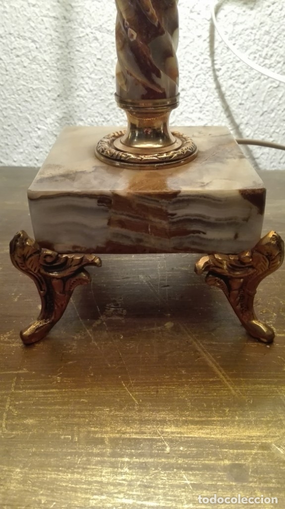 Antig&uuml;edades: L&aacute;mpara de m&aacute;rmol y bronce - Foto 3