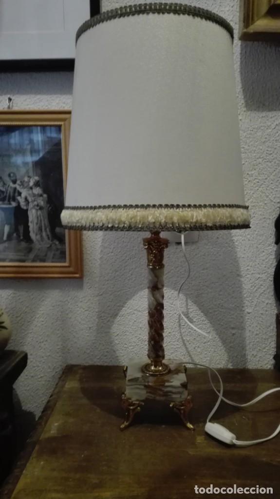 Antig&uuml;edades: L&aacute;mpara de m&aacute;rmol y bronce - Foto 4