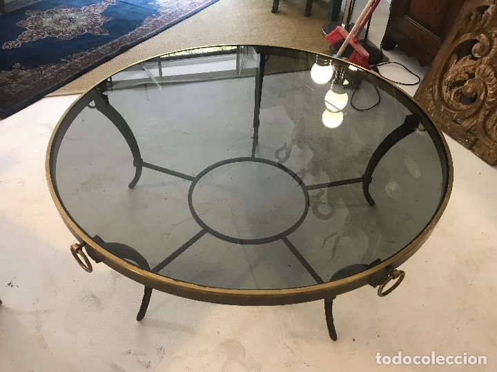 Antig&uuml;edades: MESA DE CENTRO BRONCE Y CRISTAL 1940 - Foto 1