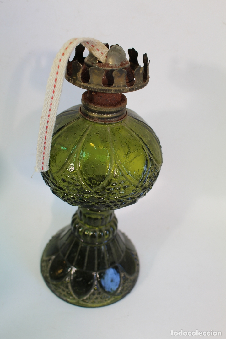 Antig&uuml;edades: quinque de cristal verde - Foto 2
