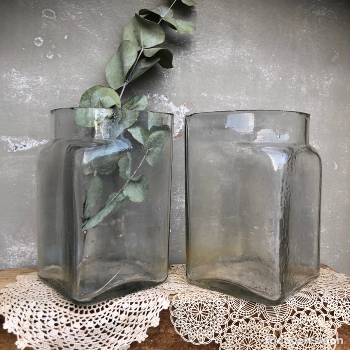 Antig&uuml;edades: Dos botes de cristal vidrio soplado - Foto 1