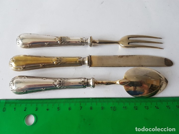 Antig&uuml;edades: JUEGO DE CUCHARA, TENEDOR Y CUCHILLO. - Foto 2
