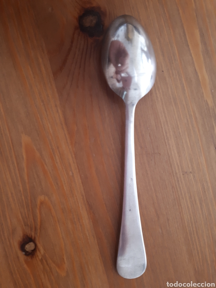 Antig&uuml;edades: Cuchara cucharilla postre alpaca plateada - Foto 2