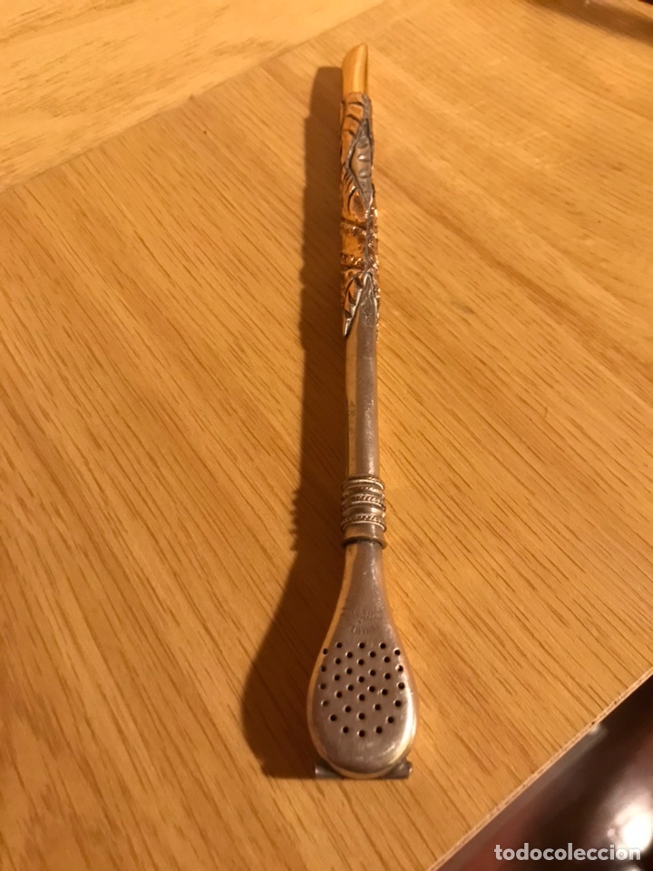 Antiquit&auml;ten: Bombilla mate plata 925 y boquilla oro 750
