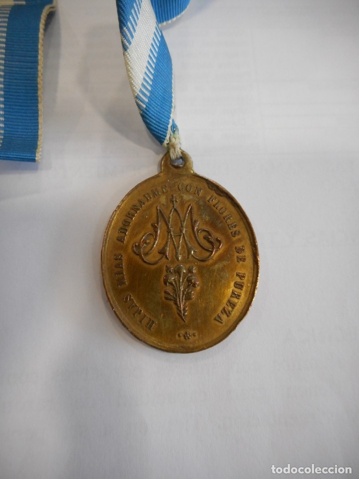 Antig&uuml;edades: Medalla de la Virgen con cinta para el cuello - Foto 4