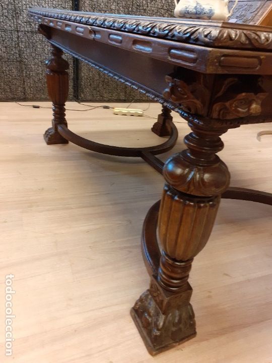 Antig&uuml;edades: Gran mesa de comedor de roble de estilo neorenacimiento - Foto 2