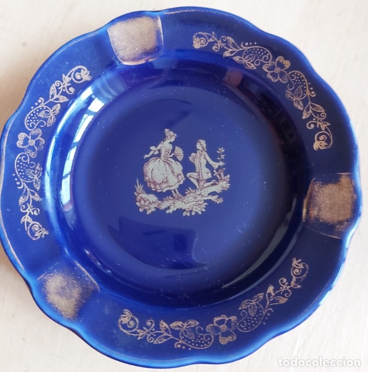 Antig&uuml;edades: Platito azul y dorado  Limoges - Foto 1