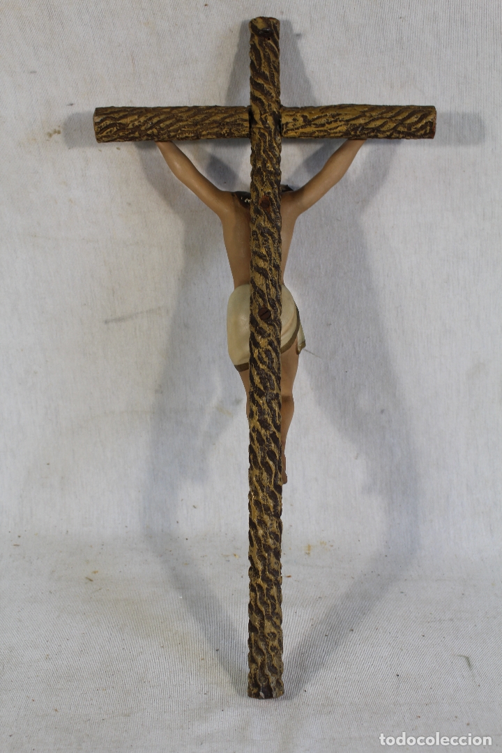 Antig&uuml;edades: cristo en la cruz de estuco y madera - Foto 6